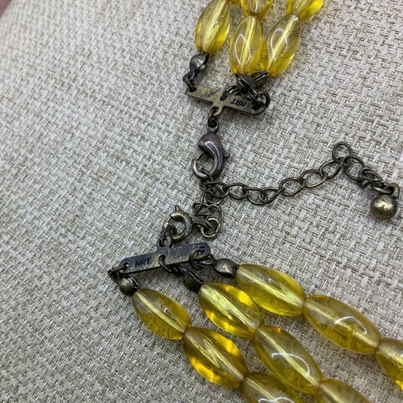 NRT (AVON) Vintage Multi Strands Yellow Gold Tone Blue Beaded Necklace - Picture 5 of 5
